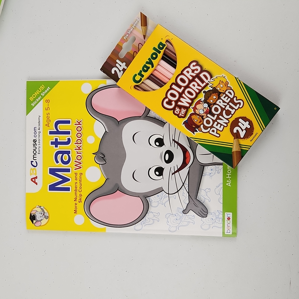 ABC Mouse Math Workbook with 24 count Crayola